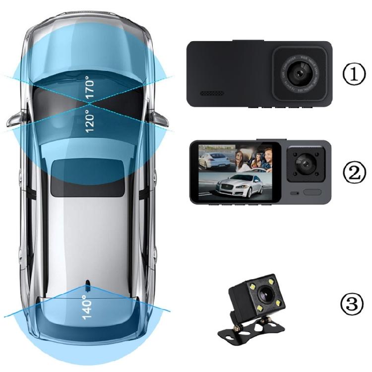 2/3 Channel Dashcam Video Recorder 2'' IPS Screen Wide Angle Camera