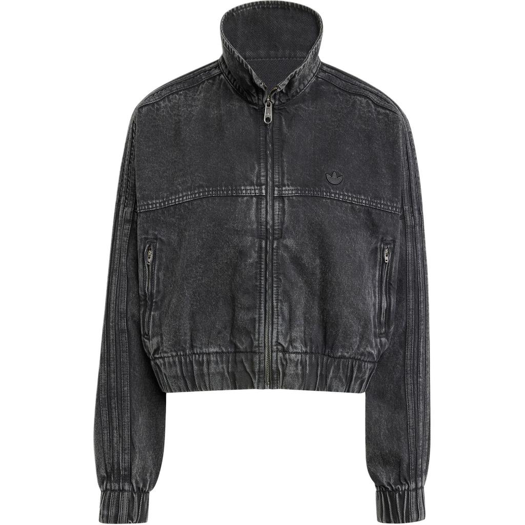 Adidas Originals Premium Essentials Solid Color Short Denim Sports Loose Long Sleeve American Vintage Jacket Women Jackets Black IW5759