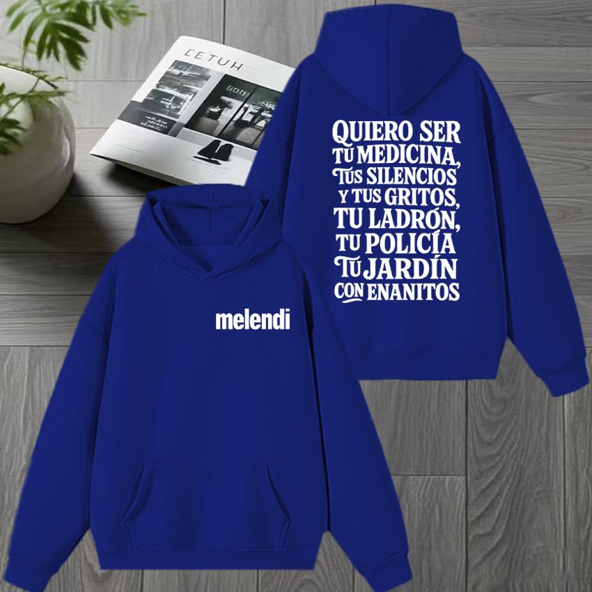 Melendi Jardín Con Enanitos Double Sided Printed Winter Hoodie Vintage Streetwear Women Casual Sweatshirt