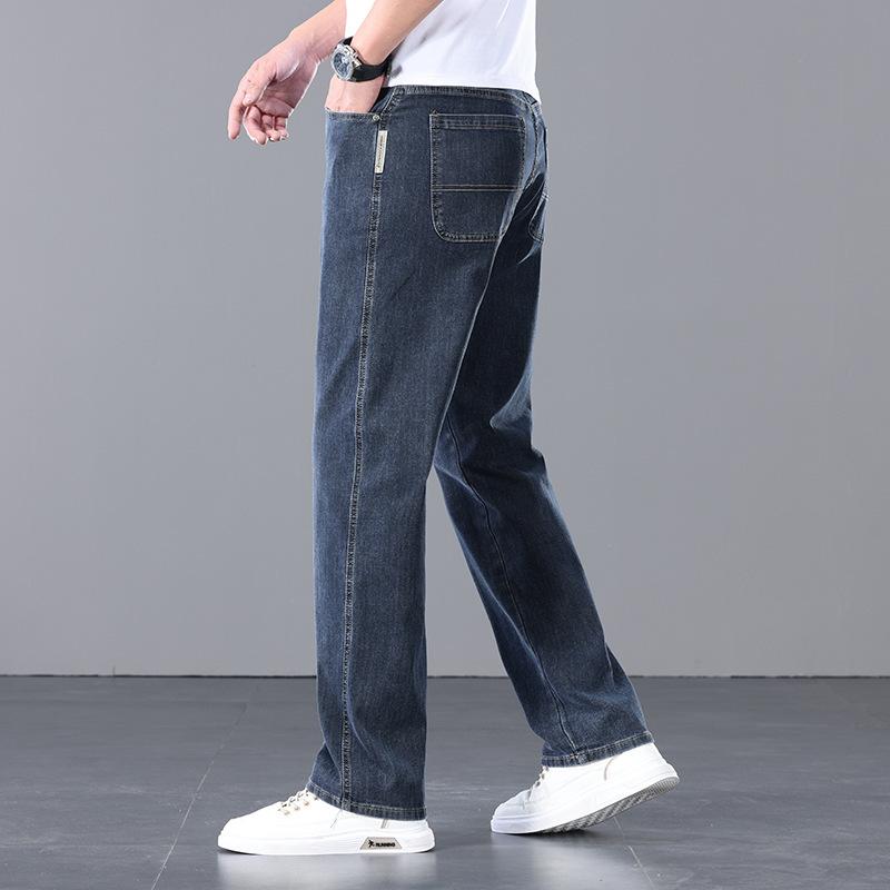 Stretch loose men's jeans summer fashion denim trousers trendy light business thin style