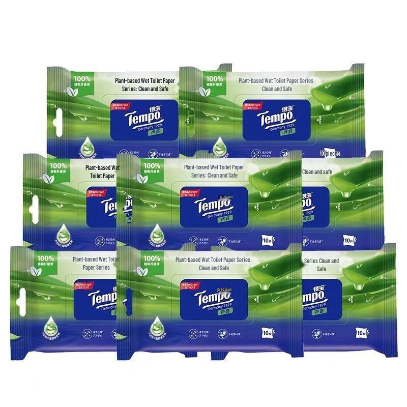 Tempo Aloe Wet Toilet Paper Portable Packs (10 x 40 Sheets)
