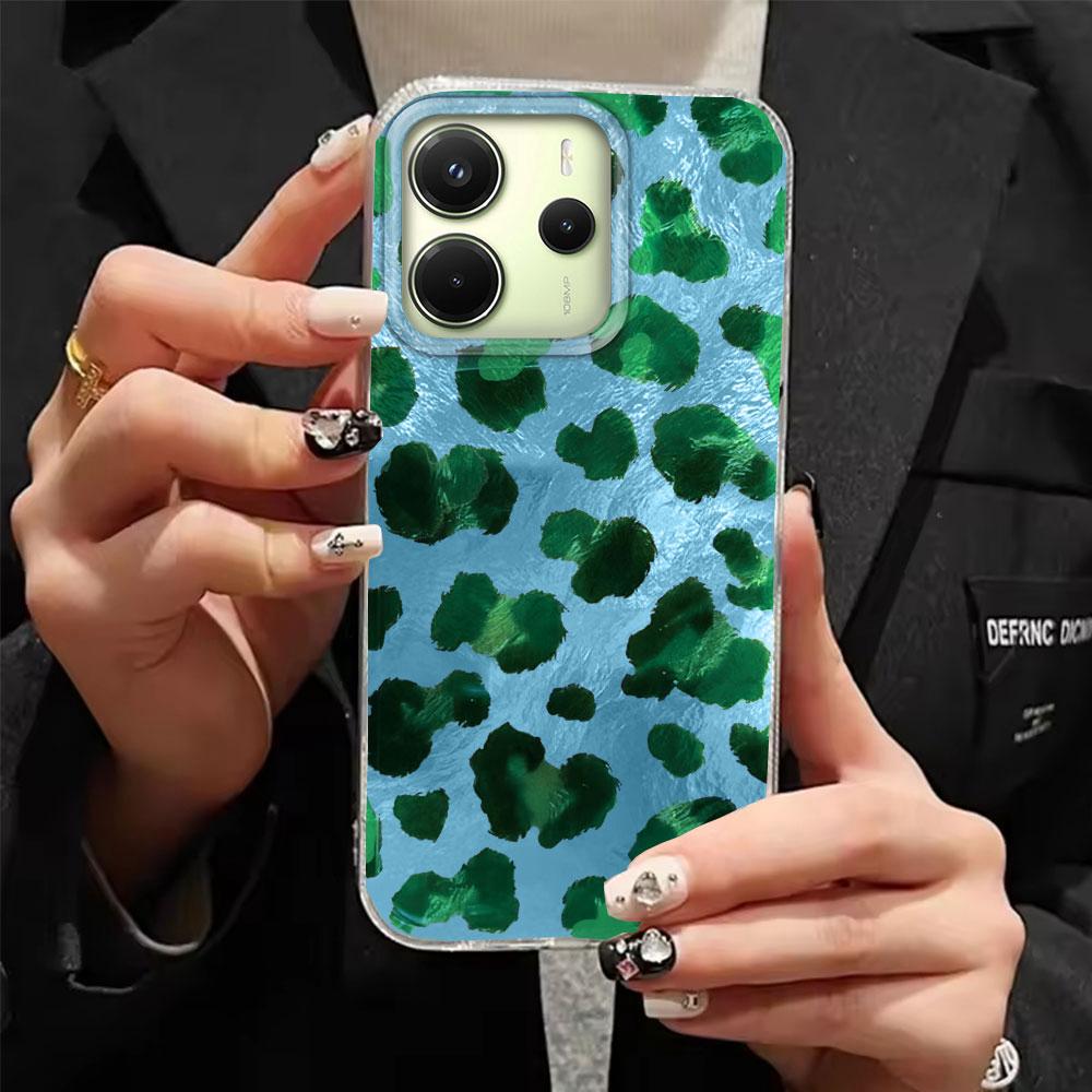 Pink Green Leopard Print Women Phone Case for Xiaomi Redmi Note 14 13 12 11 11S 10 10S 8 9 Pro 15C 9C 13C 14C A3 A3X 9C A1 Cover