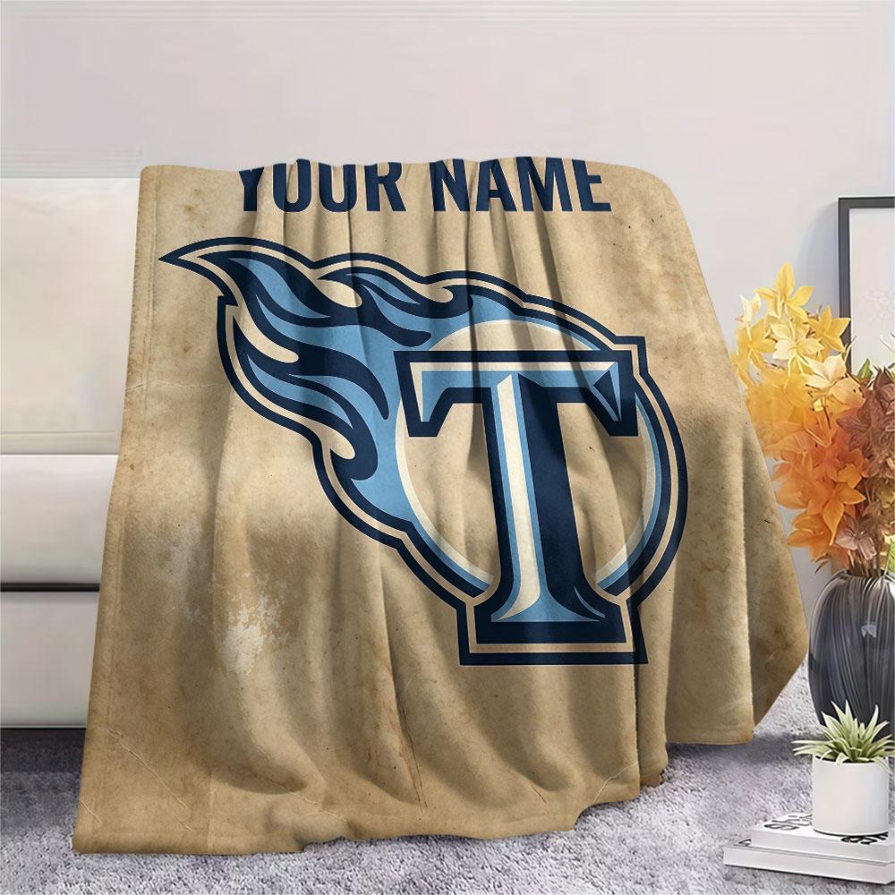 Custom Name,Tennessee Titans Printed Flannel Blanket, soft throw for bedroom sofa, washable, Christmas present, great gift.
