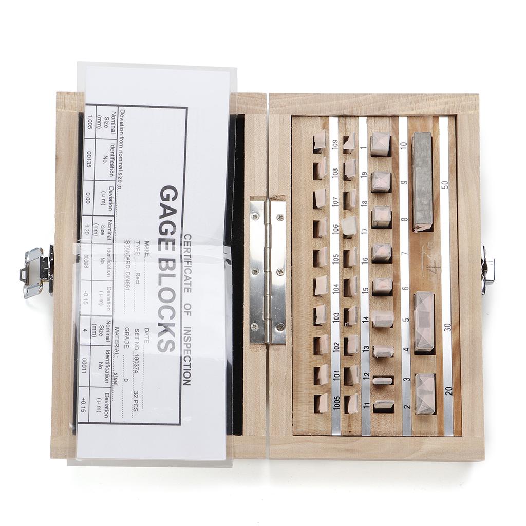 32Pcs/Set Steel Metric Gage Block Grade 0 Slip Jo Blocks 1.00550mm