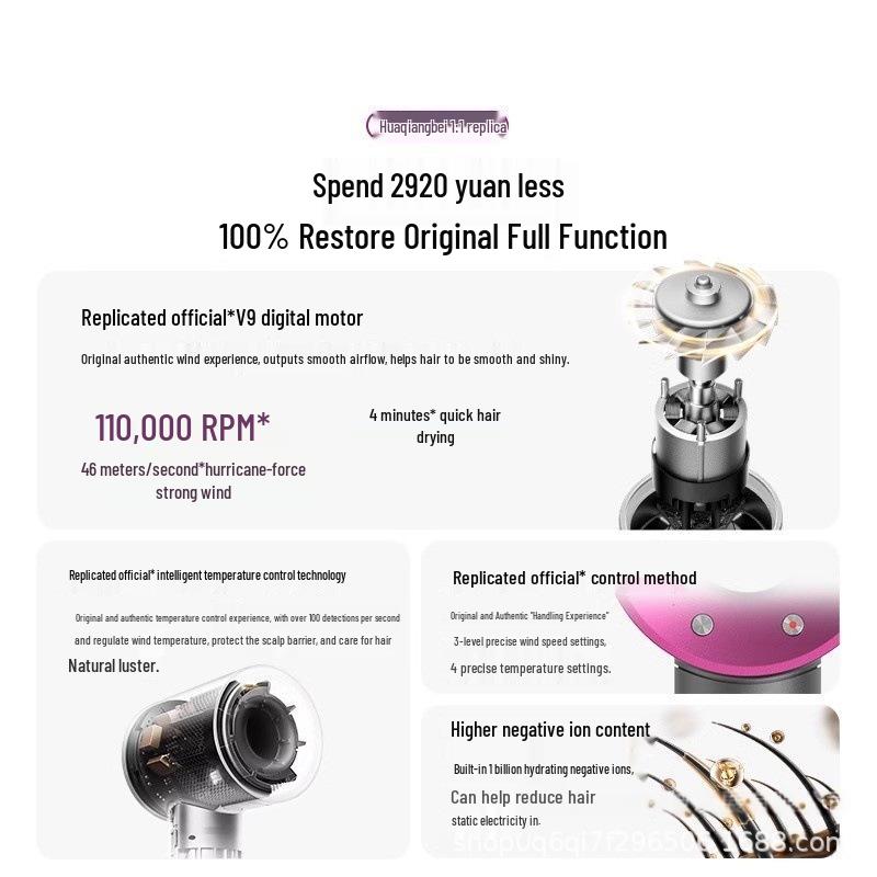 Certainson Hollow Leafless Haartrockner mit Negativ-Ionen und 3 Luftstromstufen für Salon- und Heimgebrauch