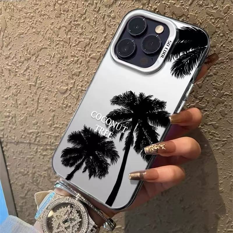 The new silhouette coconut tree is suitable for iphone17 mobile phone case Apple 15promax/14 anti-drop 13pro16 premium.