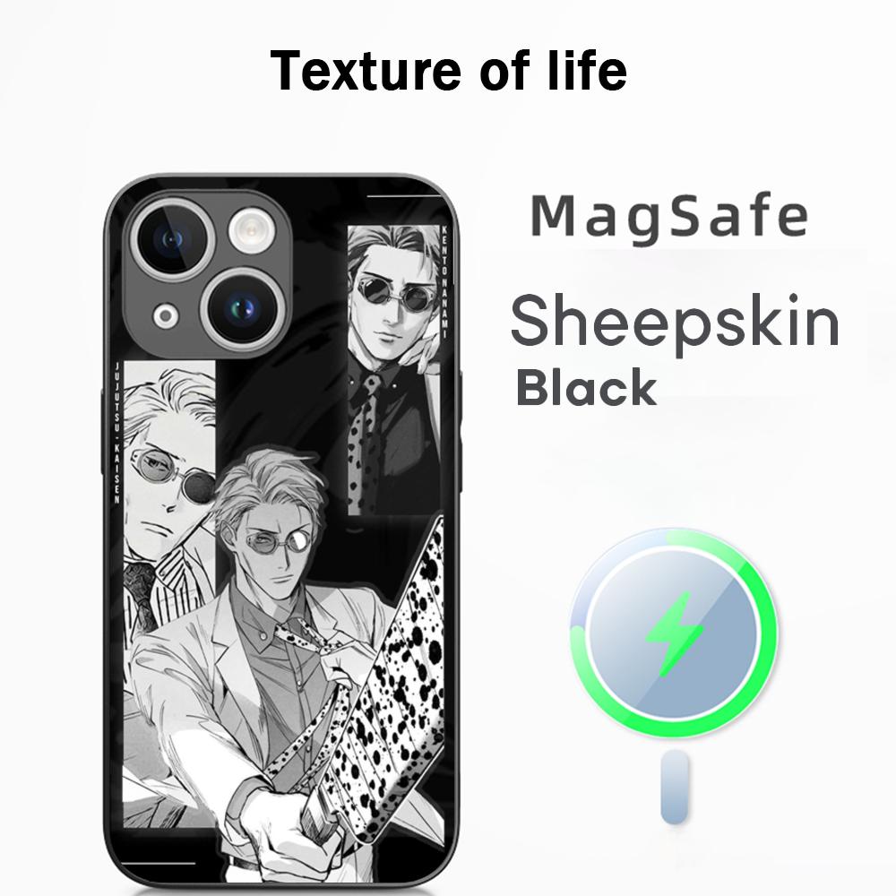 Kento Nanami cool man fashion design Phone Case For iPhone 16 15 14 13 12 11 Plus Pro Max  High-end Luxury Magsafe Sheepskin