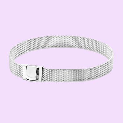 S925 Sterling Silver  Mesh Bracelet Round Shape for Women Birthday Jewelry Gifts  With Cloth Bag