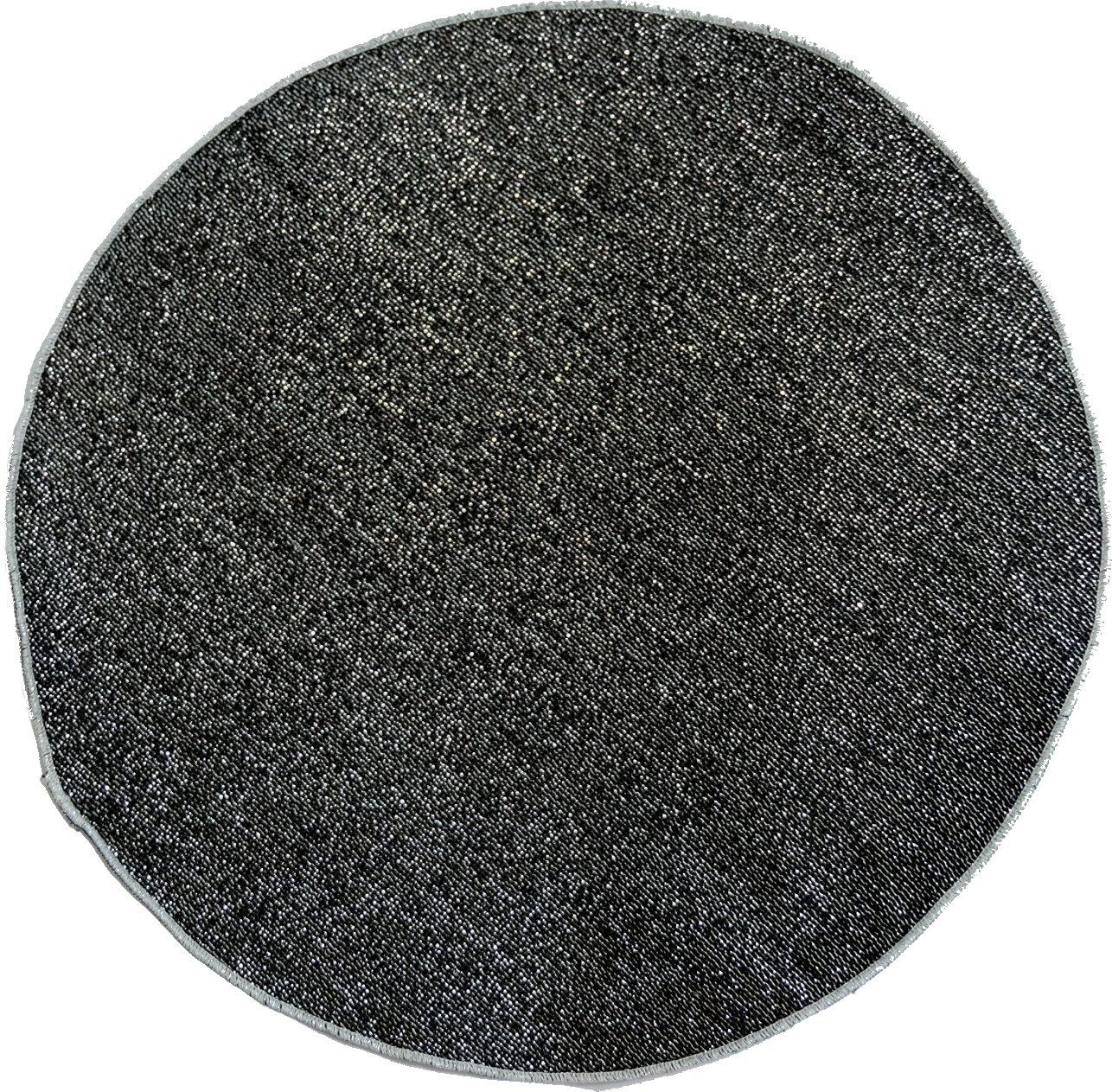 (D+ Arts) dplus arts Round Pocket Square, Lame, Plain Silk, Made in Japan (Black)