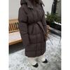 Women S Casual Waist Cinched Long Thick Warm Puffer Cotton Coat Brown