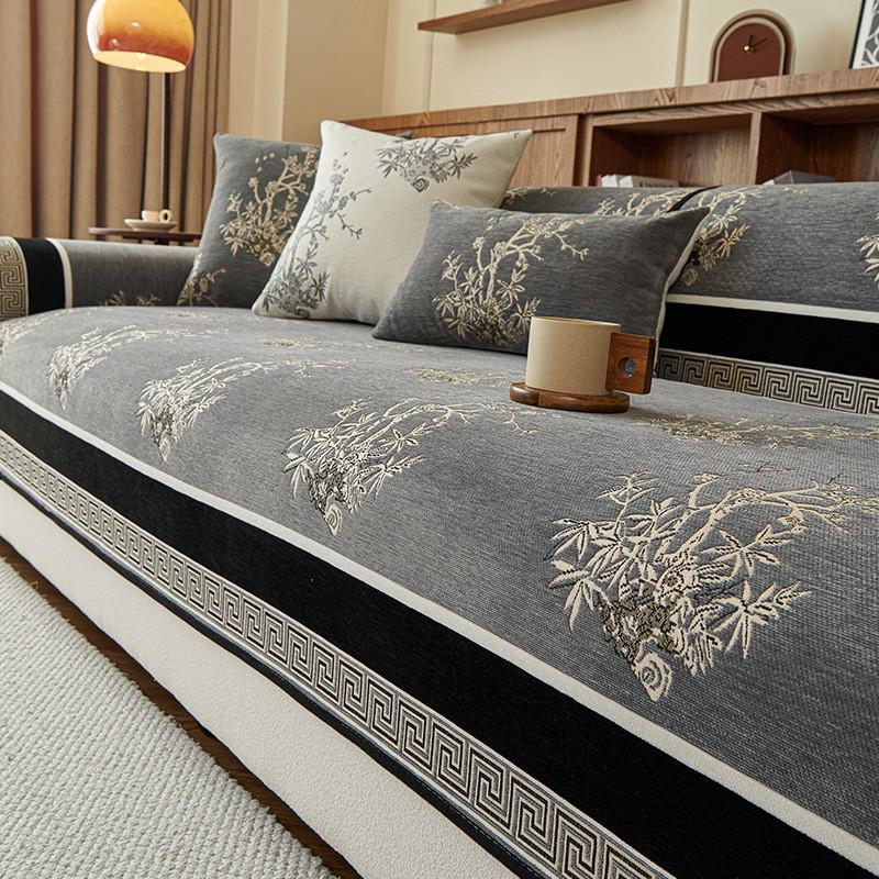 1pcs Chinese Style Chenille Sofa Cover Four Season Universal Straight Row Seat Cushion Hot Durable Non Slip Furniture Protector