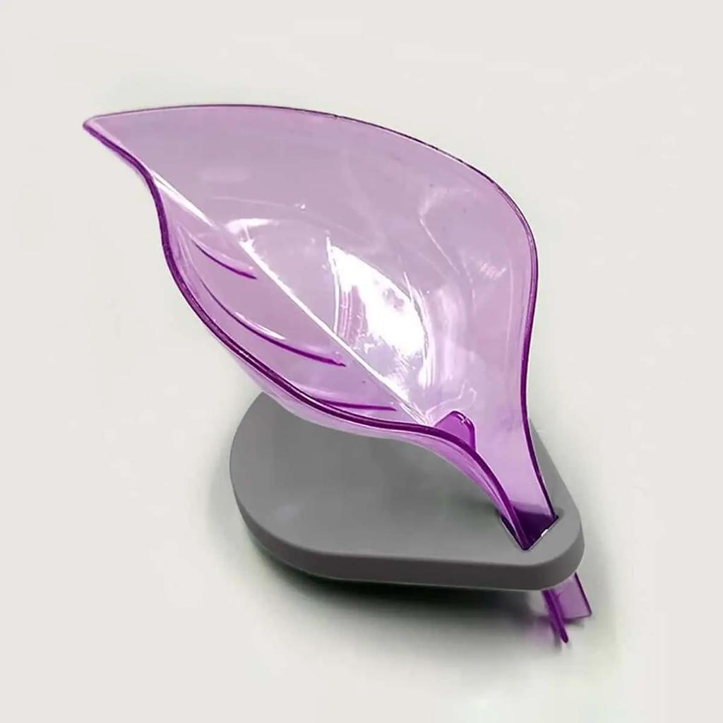 1pc - Leaf-Shaped Self-Draining Soap Dish - Oval Plastic Holder For Bathroom Easy Clean