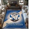 Canterbury-Bankstown Bulldogs Crystal Velvet Rug, Custom Name Text Personalized Non‑Slip Floor Mat for Home Decor Gift