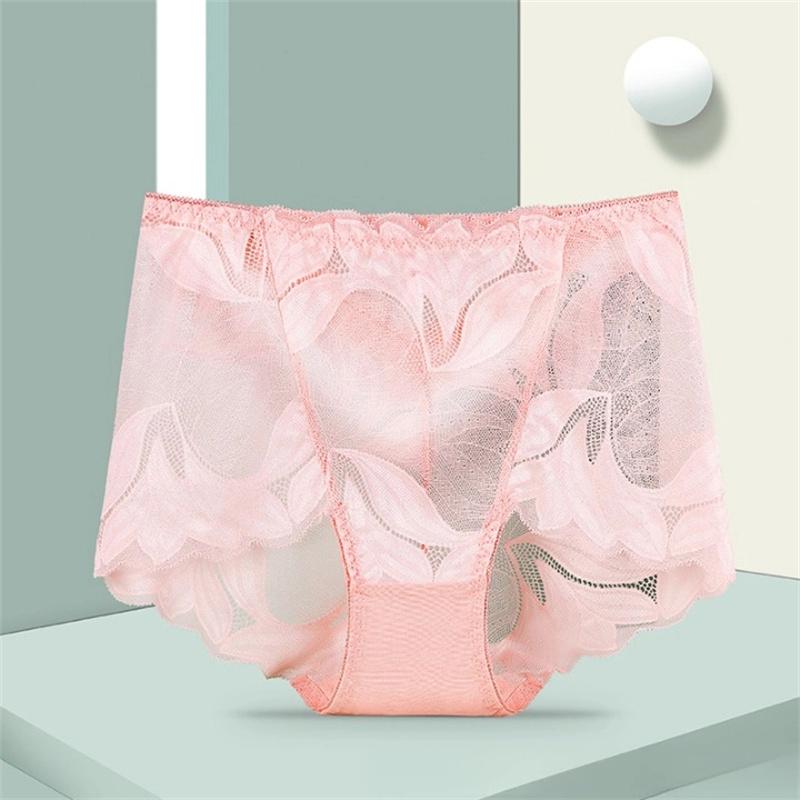 Women Panties Lace Briefs High Waist Underwear Female Intimates Mesh Breathable Underpants