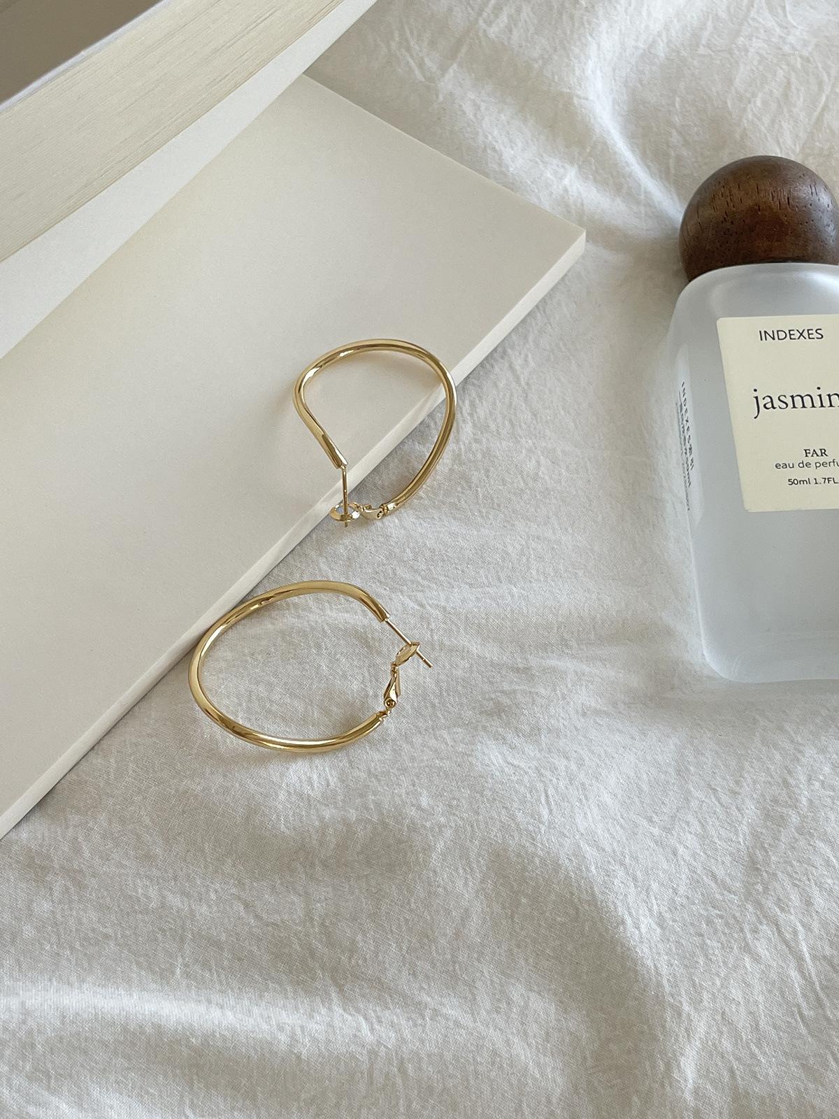 

925 silver needle Mobius plain ring earrings women s simple niche high-end earrings fashionable versatile new ear buckles 925 silver needles