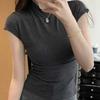 Shop   Women S Slim Mock Neck Daily ShorT Sleeve T ShirT wdmS wSh TS14523796