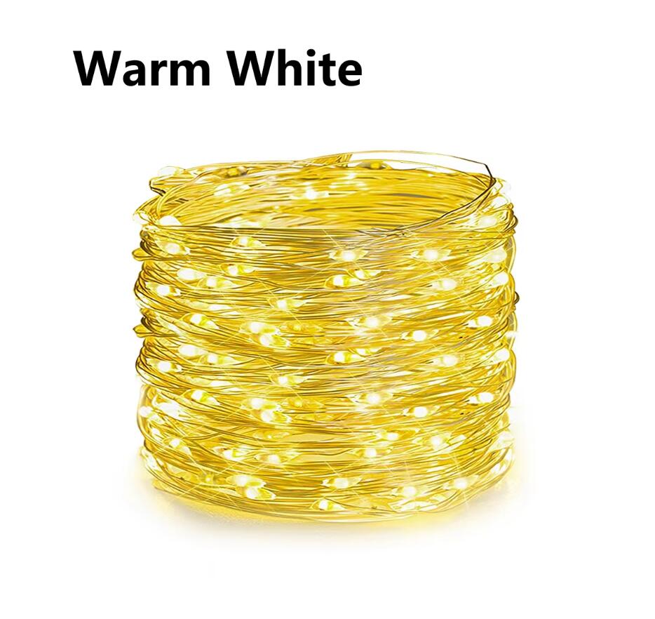 

100M 50M 30M 20M 10M Copper Wire LED String Light Christmas Decoration Warm/RGB LED Fairy Lights Outdoor Garder Xmas Room Decor 10M&EU Plug теплим білим кольором
