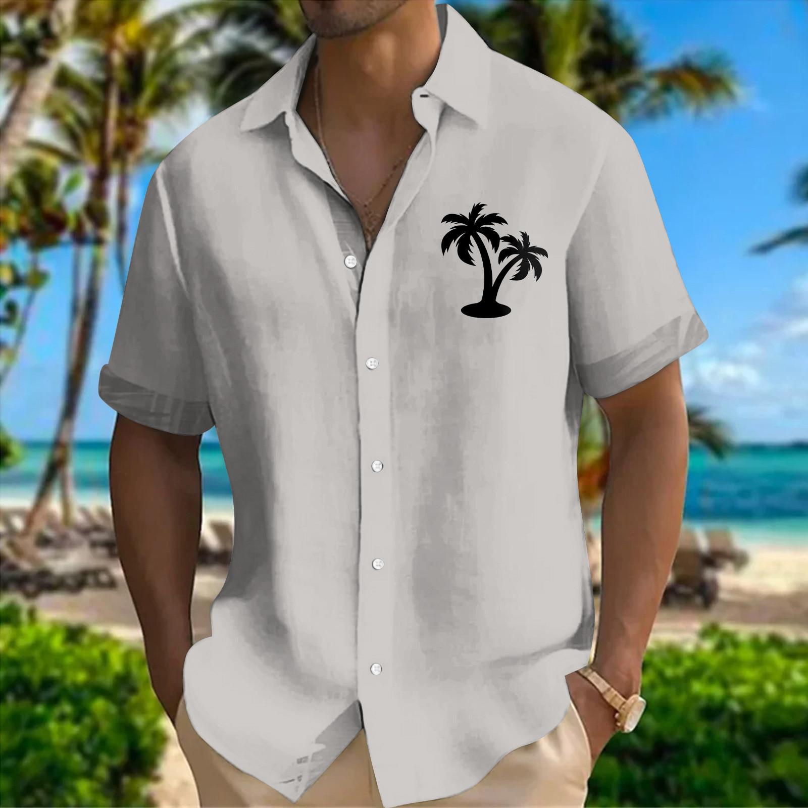 

Мужская летняя новая свободная рубашка с коротким рукавом с принтом, кардиган, пляжная рубашка XL