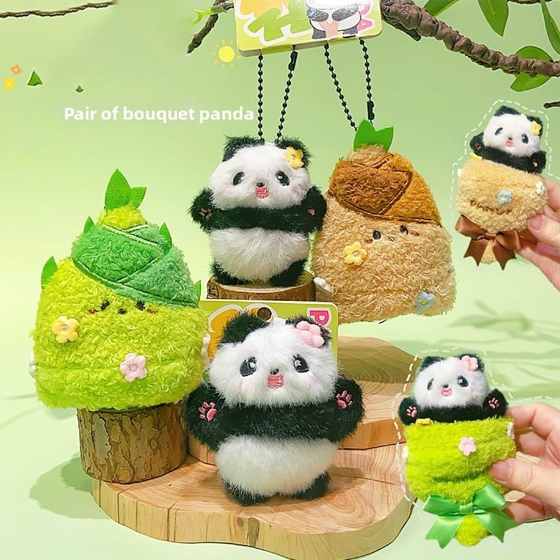 Bamboo Shoot Handheld Flower Panda Cute Plush Keychain Pendant Boys Gift Girls