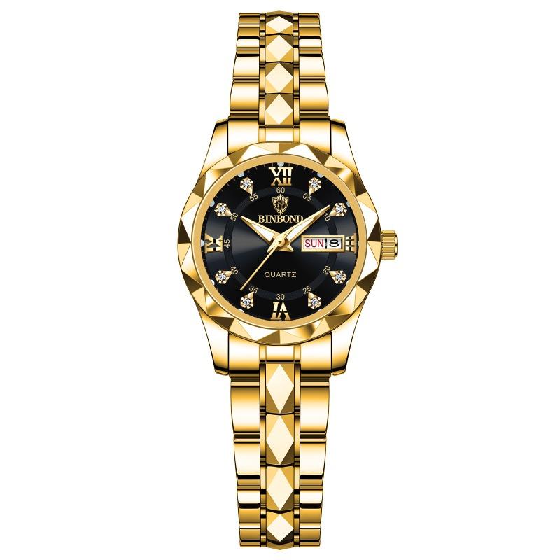 Herrenuhr Wasserdicht Leuchtende Uhr Rhombus Spitze Glas Doppelkalender Trend Freizeit Uhr Herren