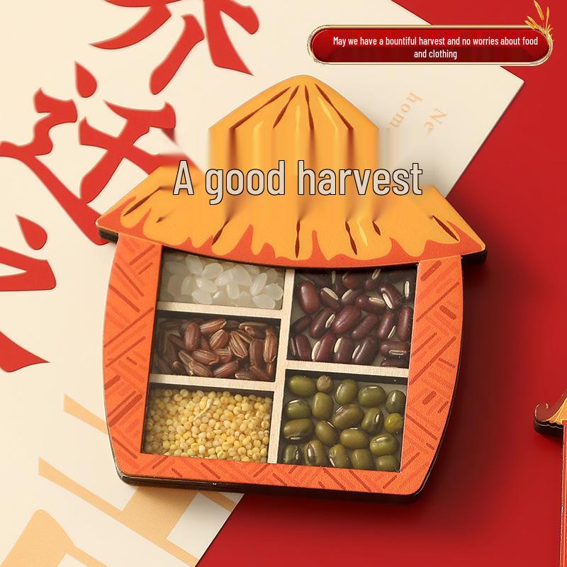 Five Grains Flourish Magnet: Unique Chinese Style Wooden Home Decoration