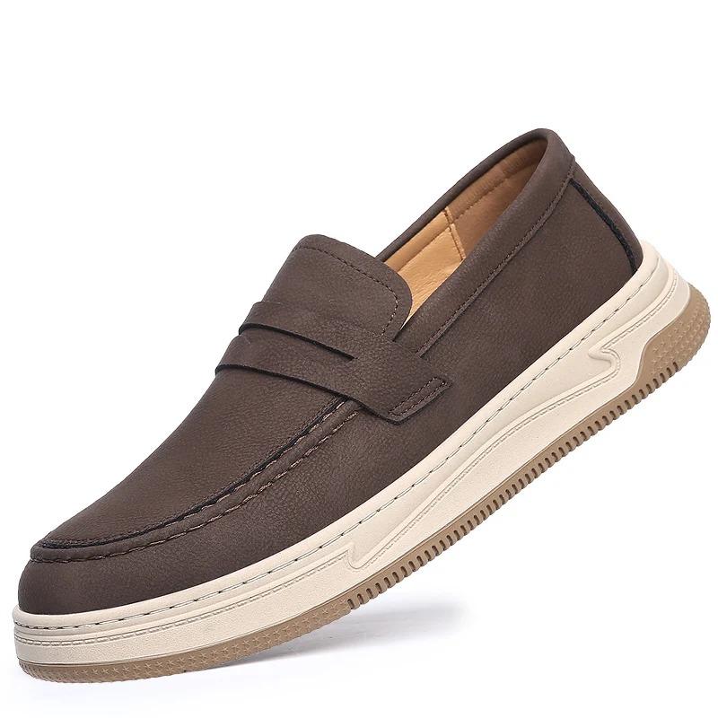 Men's Casual Thick-Soled Loafers Comfortable Soft-Soled Lazy Shoe Classic Autumn And Winter Solid-Color Anti -Slip Driving Shoes