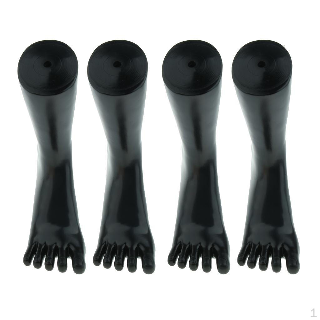4x Plastic Unisex Right Foot Model Feet for Sock Shoes Display Black Color