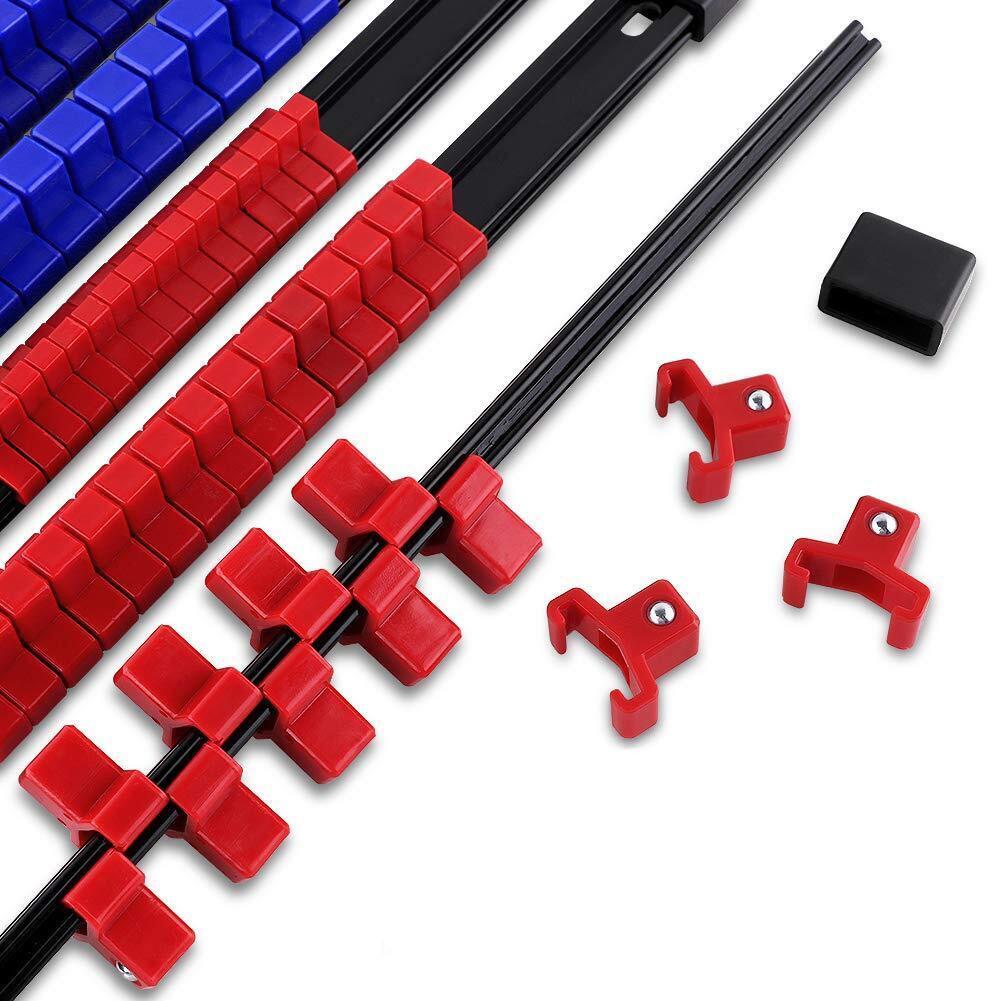 6-teiliges Steckschlüssel-Organizer-Set aus Kunststoff, 1/4, 3/8, 1/2 Zoll Steckschlüsselhalter, Werkzeugaufbewahrungsregal (Steckdosen nicht im Lieferumfang enthalten)