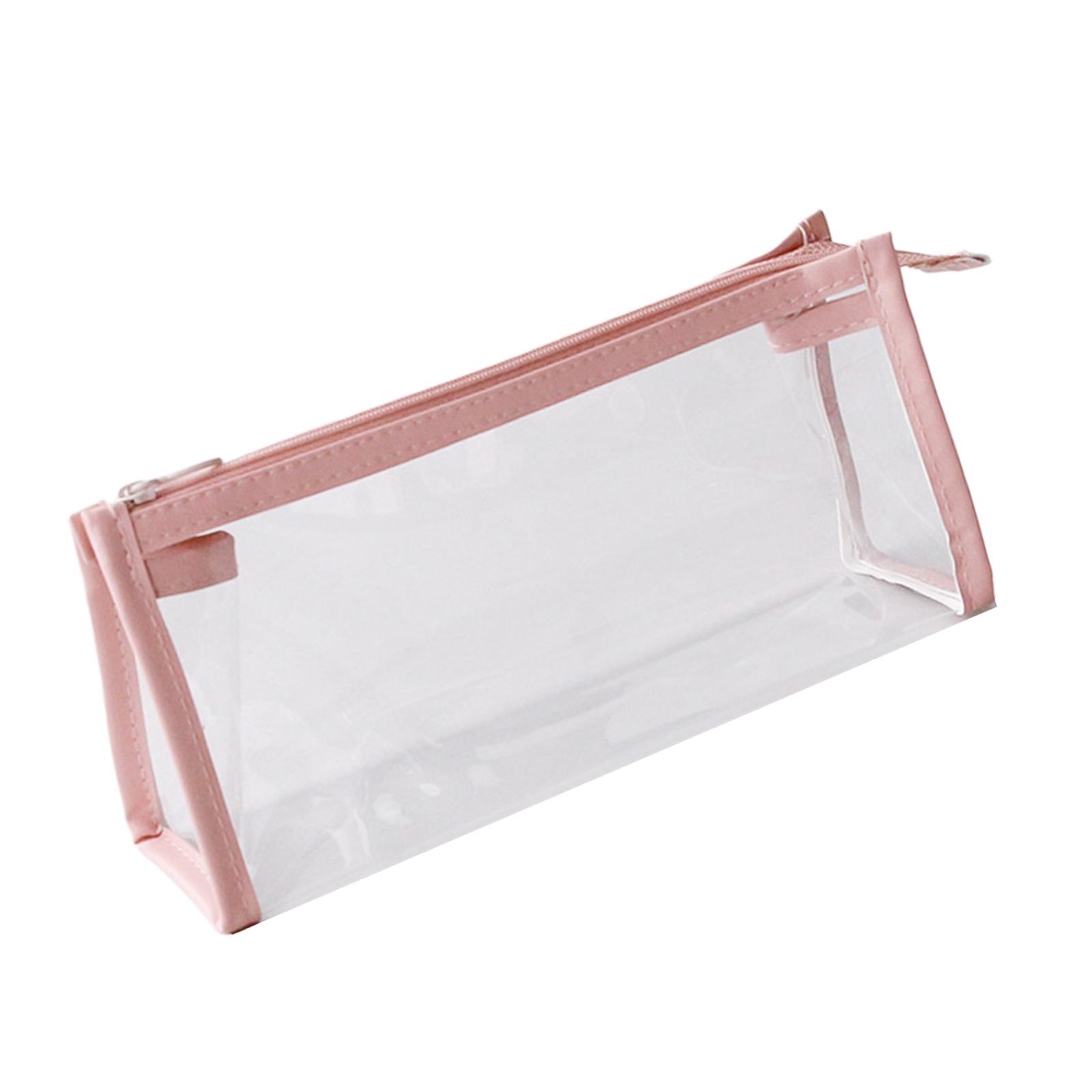 Прозрачный пенал большой вместимости, пенал, косметичка, простая сумка для ручек для студента розовый