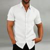 2026 New Men's Retro Cotton and Linen Casual Loose Short Sleeve Shirt