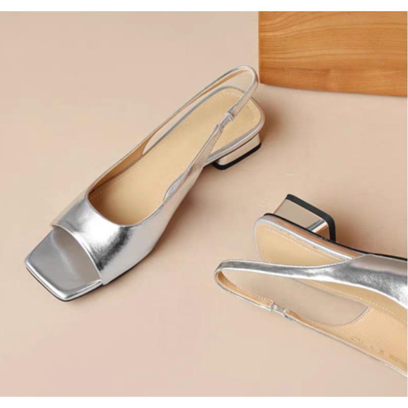 

Модные летние новые летние женские босоножки с открытым носком, модные слипоны для платья, сандалии-слингбэки, туфли-лодочки, женские вечерние сандалии, zapatos mujer 40 серебряный