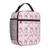 Bestselling Coquette Pink Bow Pattern Nylon Texture Lunch Tote Outdoor Sports Compact Lunch Bag