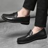 Fashion Luxury Quality Loafers Men's Slip-On Leather Brown Designer Men Shoes Soft Sole Comfortable Leather Shoes Business Dress Fashion