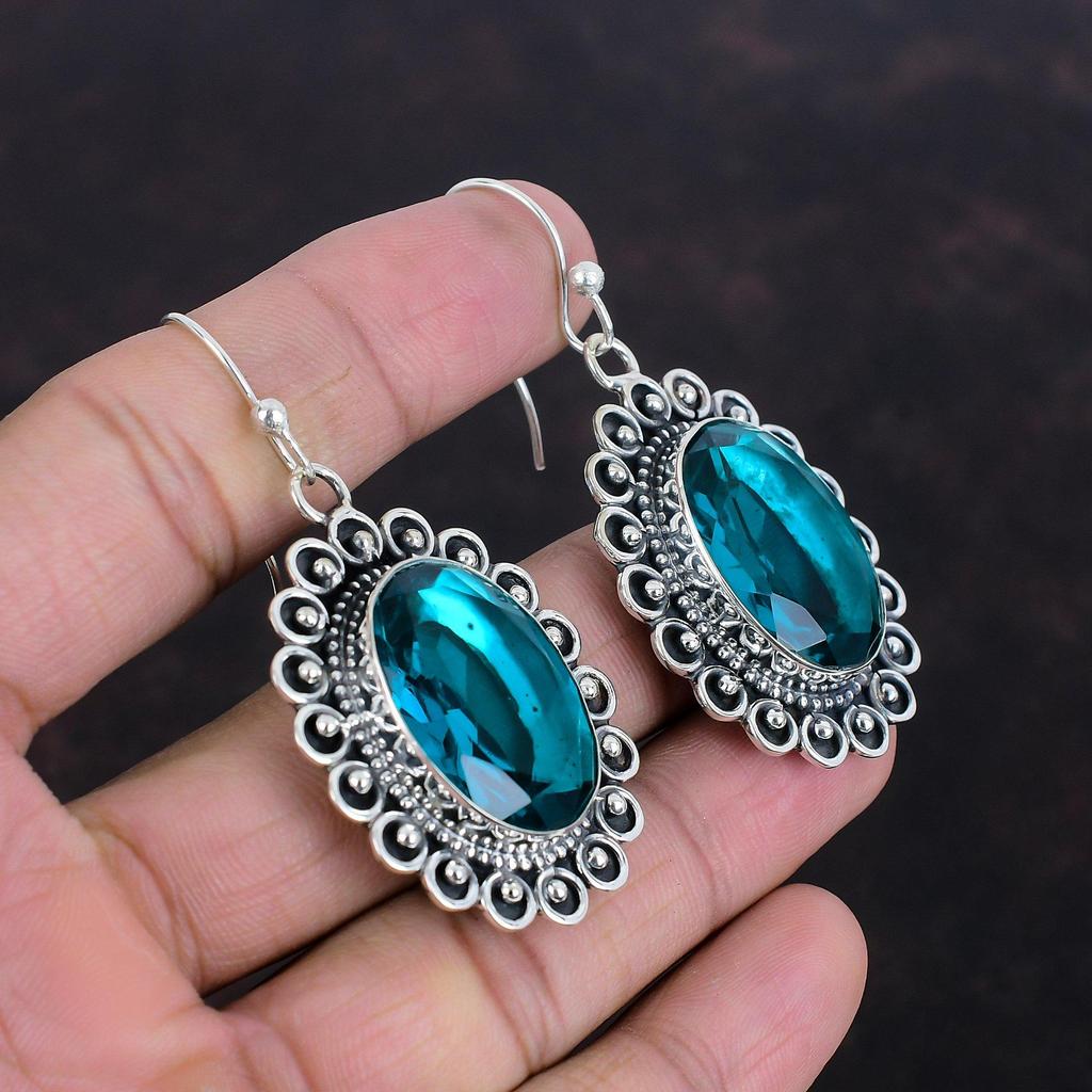 Cercei cu fațete indicolite Bijuterii lucrate manual Cercei cu pietre prețioase de calitate superioară Cercel din argint 925 Bijuterii delicate cu indicolite Cadouri pentru ea