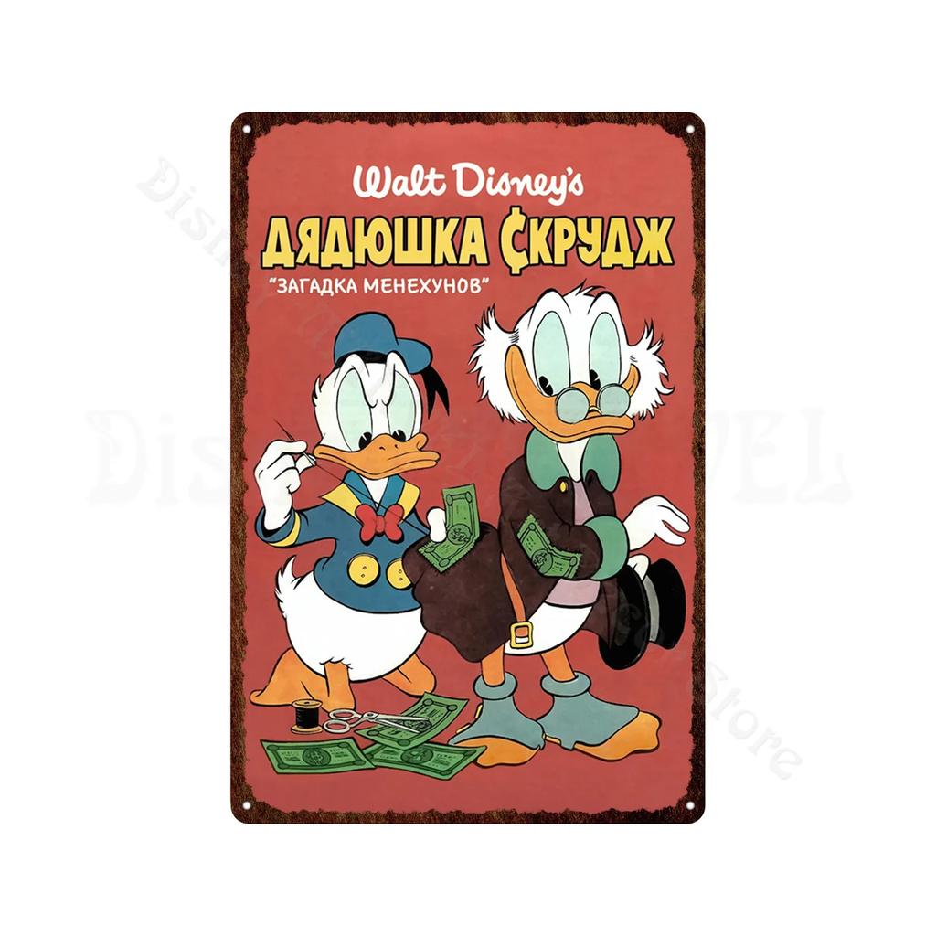 Metal Signs Donald Duck Uncle Scrooge Classic Animation Metal Poster Decorative Tin Painting Vintage Retro Kid Room Decor