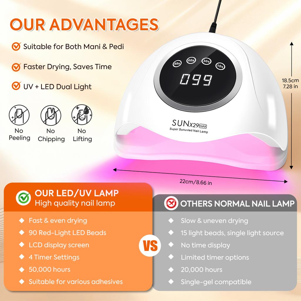 DianaBeauty UV-Nagellampe Professioneller Nageltrockner mit Touchscreen Professionelle Maniküre-Lampe mit Smart-Sensor Nagelstudio-Werkzeuge