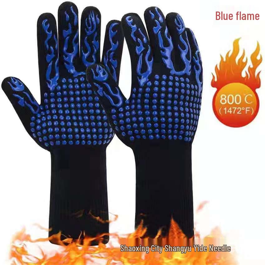 Heat-Resistant BBQ Silicone Gloves - 800℉ Oven, Microwave & Grill Protection, Non-Slip, Anti-Scald.