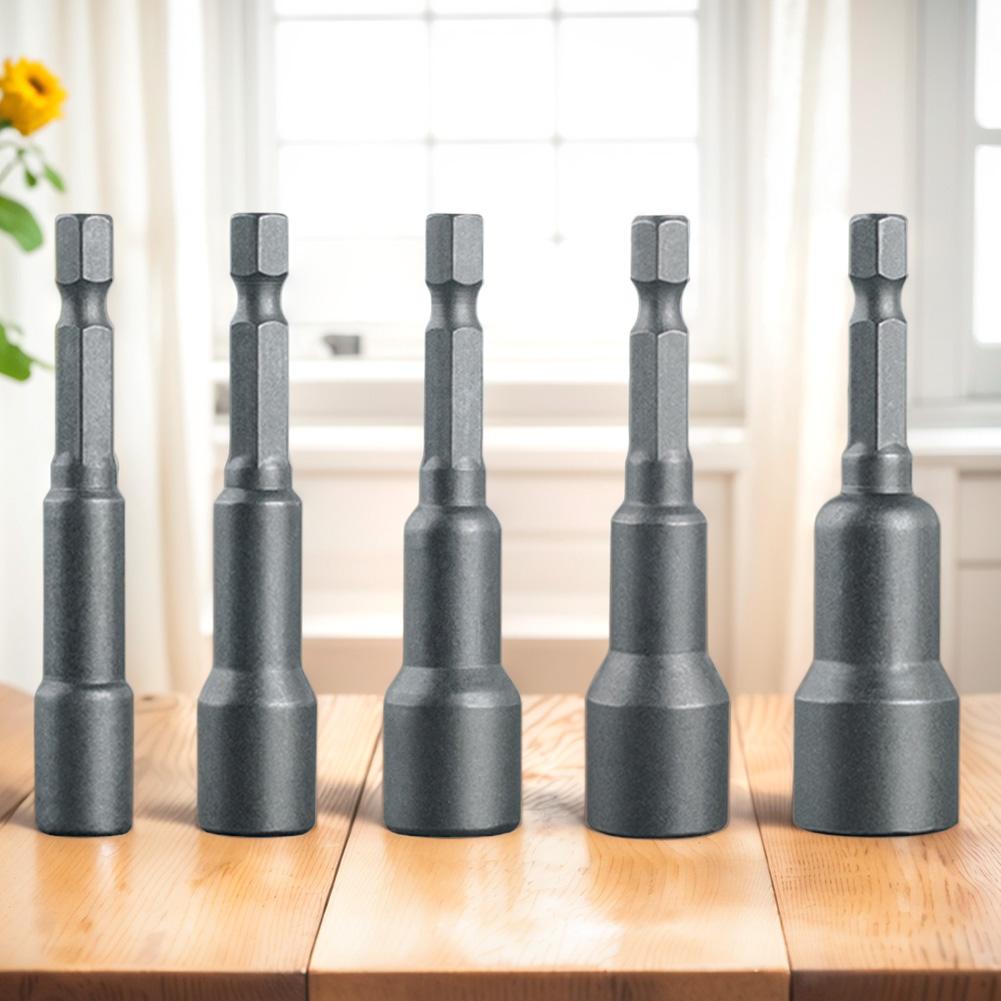 5Pcs Magnetic Nut Driver Hex Head 1/4 5/16 3/8 7/16 1/2 Inch Shank Socket Power Drill Bit Impact Drivers Socket for Power Drills