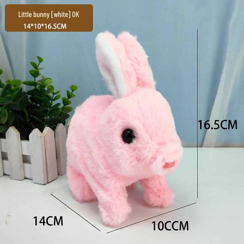 Plush Interactive White Rabbit Toy - Walking, Talking, Ear-Wiggling, Mouth-Moving Long-Haired Pet Simulation.