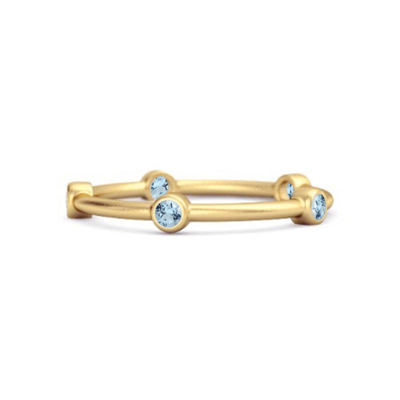 Blue Topaz Round Stackable Ring -925 Sterling Silver Gold Vermeil