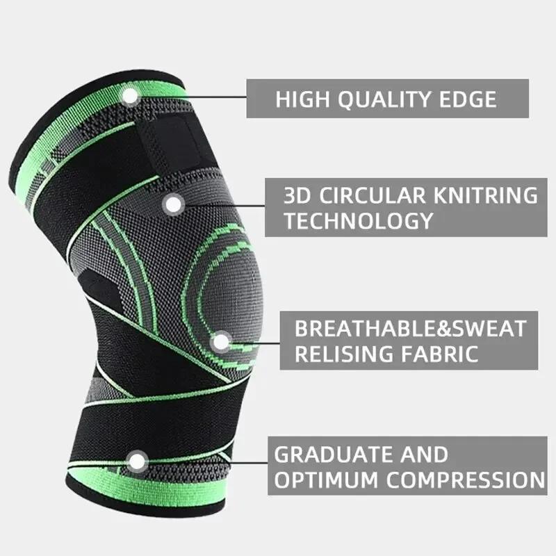 1pcs Knee Compressions Sleeve with Adjustable Straps for Running Working Out and Sports Wearing All Day