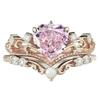 Rose Gold Crown Couple Rings with Pink Heart Zircon – European and American Style