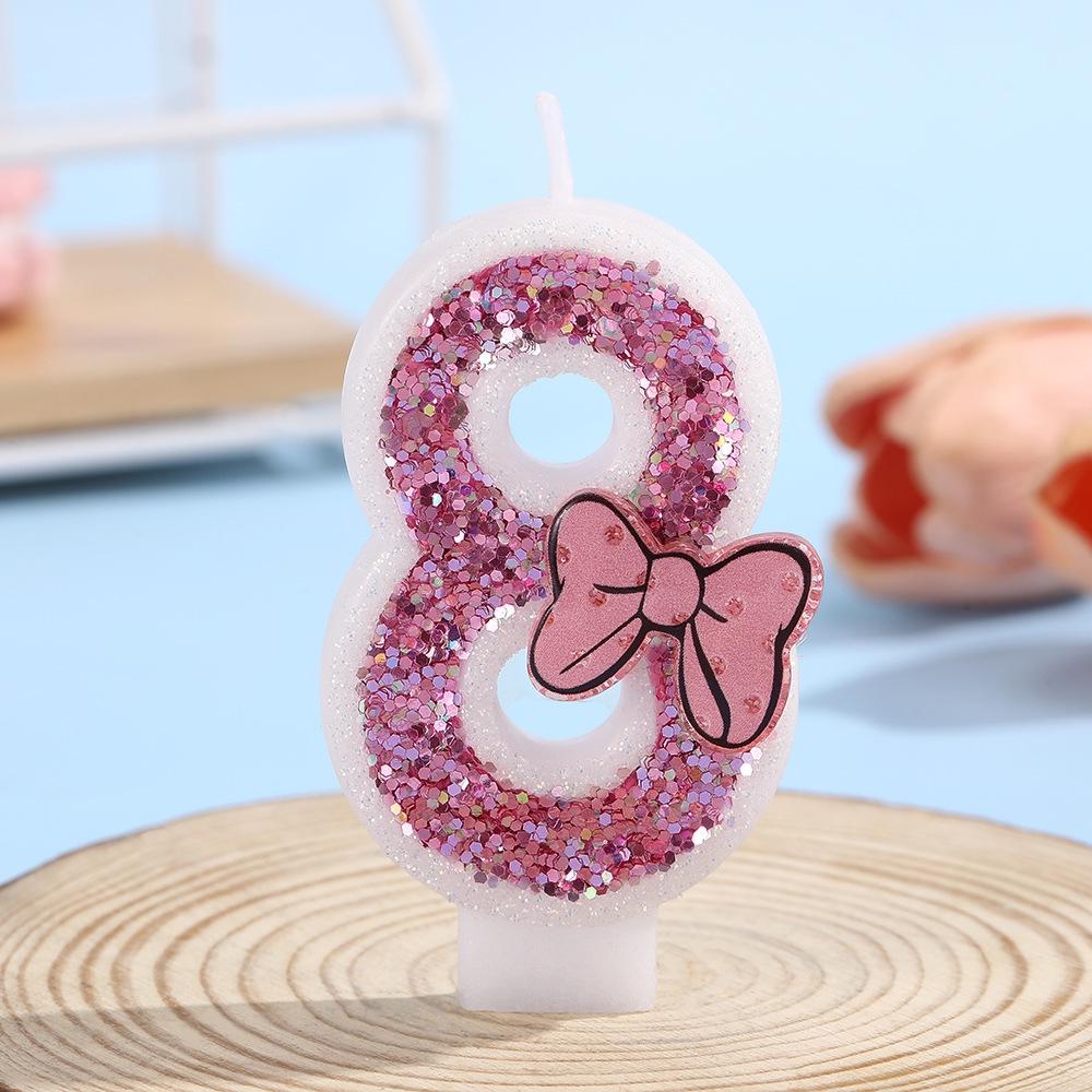 Handmade Overlock Bow Number Birthday Candles for Cake Decoration and Party Atmosphere