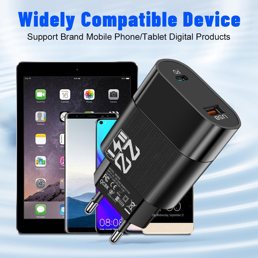 2.4A Dual USB Charger: 2-Port Mobile Charger Head, US/EU/KR/UK Compatible
