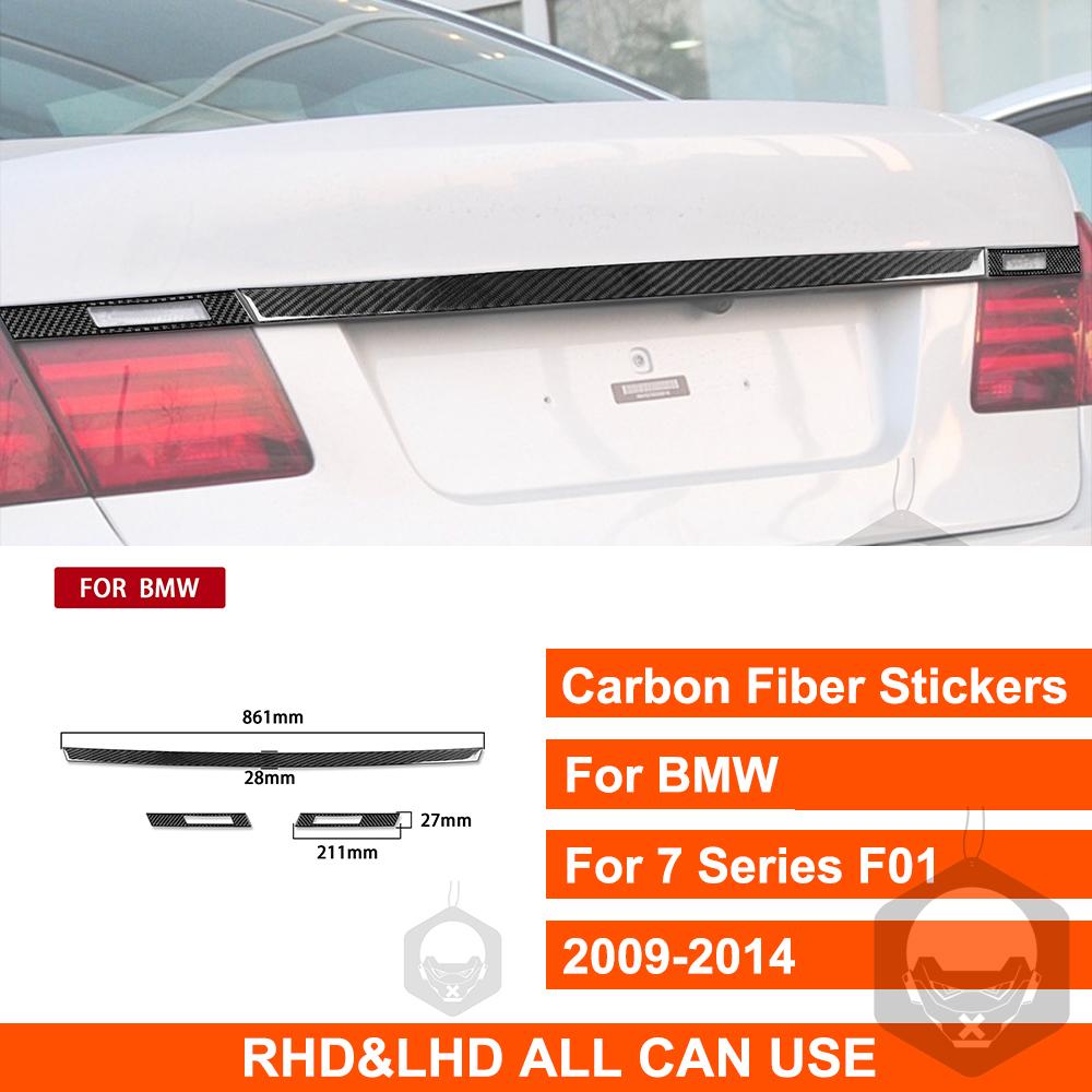 Rear Trunk Panel Trim Real Carbon Fiber Sticker Cover For BMW 7 Series F01 2009-2014 Car Exterior Decoration