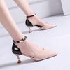 Women High-heeled Sandals Fashion Pointed Toe High-heel Single Shoes Slanted Back Sandal Sweet Banquet Party Pumps Zapatos Mujer