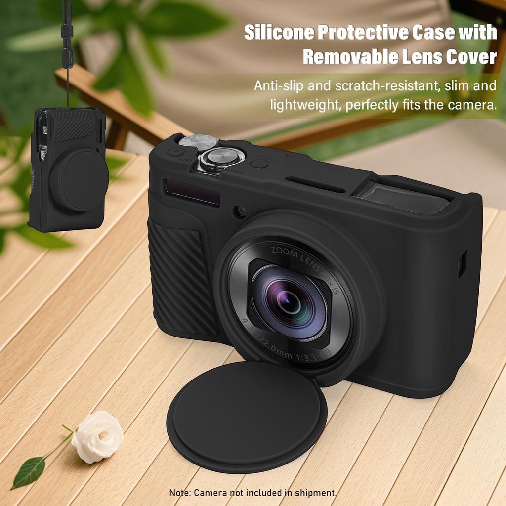 for Canon PowerShot SX740 HS/SX730 HS Soft Silicone Case w/ Removable Lens Cover Rubber Camera Bag Skin Anti-Scratch Slim Fit