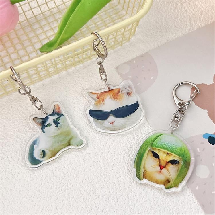 Funny Cat Face Acrylic Keychain Stylish and Sturdy Keyring Accessory Bag Pendant Suitable for Multiple Occasion