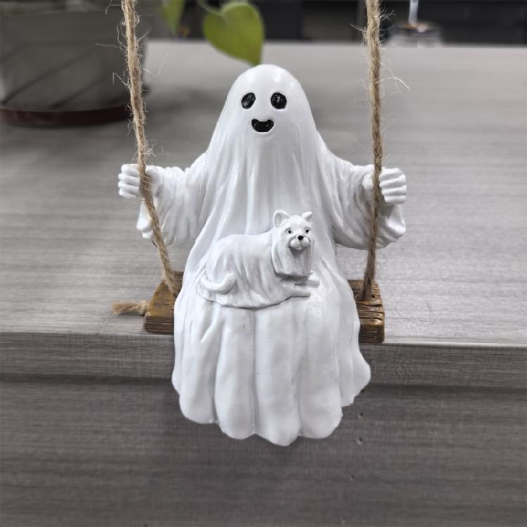 Halloween Resin Specters Swinging Charm Resin Swing Specters Figure Halloween Hanging Decors for Kids Family Enjoyment