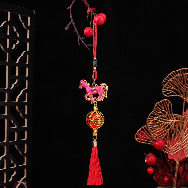 1/6 Pcs 2026 Year Of The Horse Wall Hanging Ornament Green Plant Potted Pendant Lucky New Year Decor Home Car Accessories